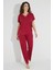 Kısa Kollu V Yakalı Dantelli Pijama Takımı 18495 4