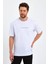 Erkek Beyaz Baskılı Basic Oversize Bisiklet Yaka Kısa Kollu T-Shirt 2