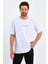 Erkek Beyaz Baskılı Basic Oversize Bisiklet Yaka Kısa Kollu T-Shirt 4