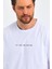Erkek Beyaz Baskılı Basic Oversize Bisiklet Yaka Kısa Kollu T-Shirt 5