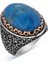 925 Ayar Gümüş Turkuaz Taşlı Büyük Boy Model Erkek Yüzük 1
