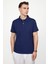 Slim Fit Desenli Polo Yaka Erkek Lacivert Tişört 1