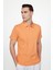 Slim Fit Desenli Polo Yaka Erkek Turuncu Tişört 1