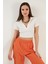 Slim Fit Polo V Yaka Crop Bluz Bayan Bluz 5865035 3
