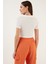 Slim Fit Polo V Yaka Crop Bluz Bayan Bluz 5865035 5