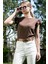 Pamuklu Kolları Fırfırlı Slim Fit Bisiklet Yaka T Shirt Bayan T Shirt 5864500 1