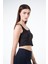 Siyah Kadın Askılı Crop Atlet Tshirt- Feeled 2