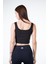 Siyah Kadın Askılı Crop Atlet Tshirt- Feeled 3
