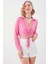Beli Halka Detaylı V Yaka Lastikli Crop Bluz 2