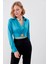 Bel Kısmı Detaylı Crop Saten Bluz 4