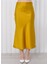 Kadın Beli Lastikli Midi Boy Saten Etek Hardal 3