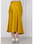 Kadın Beli Lastikli Midi Boy Saten Etek Hardal 5