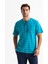 Kısa Kol Şile Bezi Zımbalı Erkek Tshirt Mint Kareli 3033 1