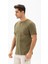 Büyük Beden Kısa Kol Şile Bezi Bisiklet Yaka Erkek Tshirt Haki 3049 4
