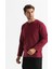 Büyük Beden Uzun Kol Şile Bezi Bisiklet Yaka Yazlık Tshirt Koyu Bordo 3068 4