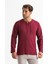 Büyük Beden Şile Bezi Uzun Kol Zımbalı Erkek Yazlık Tshirt Koyu Bordo 3068 4