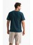 Kısa Kol Şile Bezi Zımbalı Erkek Tshirt Koyu Petrol 3069 2