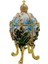 Faberge Yumurta Swarovski Taşlı Lüks Mücevher Kutusu Mavi Yeşil 12CM Hediyeli 1