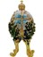 Faberge Yumurta Swarovski Taşlı Lüks Mücevher Kutusu Mavi Yeşil 12CM Hediyeli 3