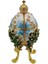 Faberge Yumurta Swarovski Taşlı Lüks Mücevher Kutusu Mavi Yeşil 12CM Hediyeli 5