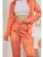 Saten Kumaş Beli Lastikli Kadın Pantolon-Oranj 2