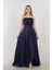 Lacivert Yırtmaç Detaylı Saten Abiye Elbise 4522348.02 1