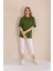 Haki Bisiklet Yaka Kadın Oversize T-Shirt MW5784 4