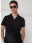 Slim Fit Siyah Düz Erkek Gömlek DT10296_DENIM Trip Apaç Yaka Slim F 2
