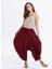 Drape Bel Detaylı Dökümlü Bordo Şalvar Pantolon 5