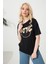 Baskılı Basic Bisiklet Yaka Örme T-Shirt 4