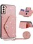 Samsung Galaxy S23 Kickstand Card Tutucu Deri Kaplamalı Tpu Kapağı Omuz Kayışı ile Glitter Telefon Kılıfı (Yurt Dışından) 1
