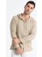 Uzun Kol Erkek Kapüşonlu Yazlık Müslin Sweatshirt Vizon Vzn 1