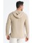 Uzun Kol Erkek Kapüşonlu Yazlık Müslin Sweatshirt Vizon Vzn 2