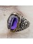 925 Ayar Gümüş Mor Zirkon Taşlı Vav Detaylı Erkek Yüzük 3