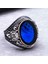 925 Ayar Gümüş Osmanlı Tuğralı Mavi Taşlı Erkek Yüzük 1