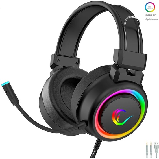 Rampage SN-R10 ALQUIST Siyah 3,5mm RGB Gaming Oyuncu Mikrofonlu Kulaklık
