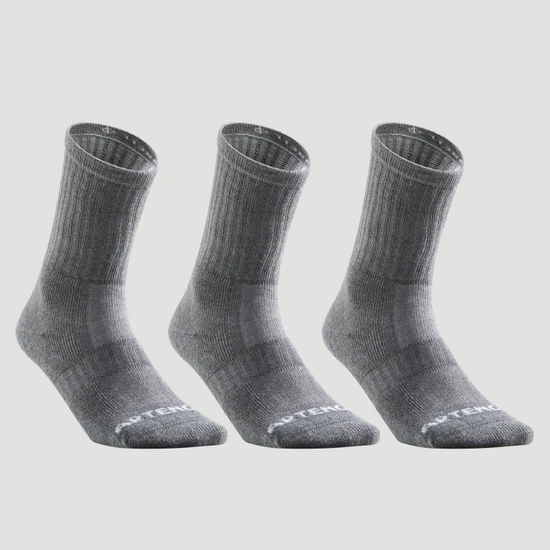 Decathlon ARTENGO Tenis Çorabı - Orta Boy Konçlu - 3'lü Paket - Gri - RS 500