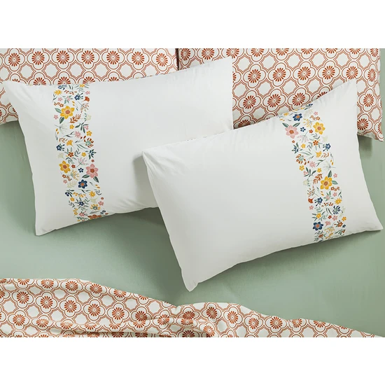 English Home Bloomy Lines Pamuklu 2'li Yastık Kılıfı 50 x 70 cm Sarı