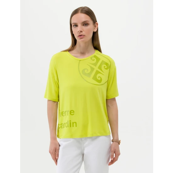 Pierre Cardin Kadın Yeşil Comfort Fit T-Shirt 50263377-VR232