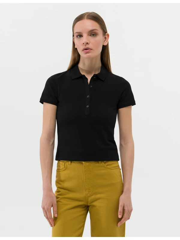 Pierre Cardin Kadın Siyah Slim Fit T-Shirt 50269520-VR046