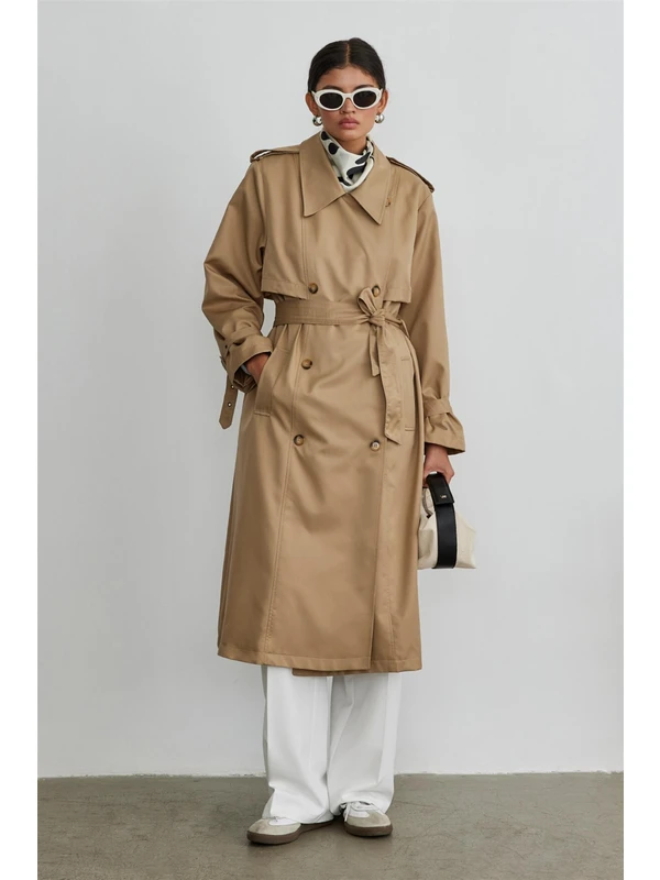 Suud Collection Camel Dad Oversize Trençkot