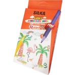Silka Kuru Boya Jumbo 12 Renk  Tam Boy 1 Paket Jumbo Kuru Boya Kalemi 12'li Üçgen Kolay Kullanım Canlı Renkler