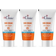 Dr. Clinic  Spf 50+ Güneş Koruyucu Krem 50 ml x 3 Adet( UVA,UVB ve Mavi Işık Koruma )