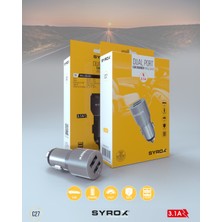 Syrox Syrox Çift Usb Girişli Araç İçi Kablosuz Şarj Aleti 3.1Amp. - C27