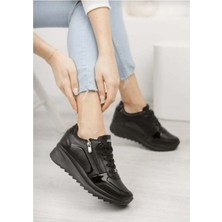 Konfores 1662 Anatomik Tabanlı Fermuarlı Bayan Sneakers Ayakkabı - NKT01662-SIYAH-40
