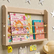 Bino Montessori Kitaplık Çalışma Odası Kitaplık Duvar Rafı Çocuk Odası Raf Oyuncak Rafı Bebek Odası