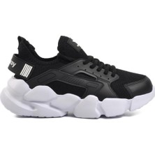 Walkway Hura Siyah-Beyaz Fileli Hafif Unisex Spor Ayakkabı