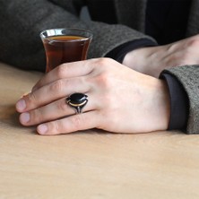 Takılingo 925 Ayar Gümüş Pençe Tasarım Siyah Oniks Taşlı Erkek Yüzük