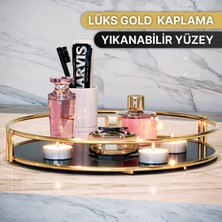 Bino Servis Sunum Tepsisi Ikramlık Gold Büyük Lüks Organizer Tepsi