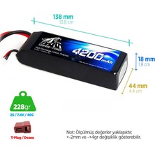 Leopard Power 4200 mAh 7.4V 2S 40C Lityum Polimer Lipo Batarya Pil T Plug